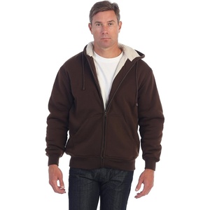 image:imageGioberti Mens Soft Heavyweight Sherpa Lined Fleece Hoodie JacketBrown
