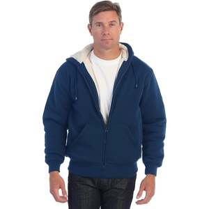 image:imageGioberti Mens Soft Heavyweight Sherpa Lined Fleece Hoodie JacketDark Blue