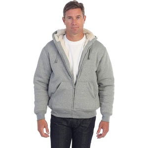 image:imageGioberti Mens Soft Heavyweight Sherpa Lined Fleece Hoodie JacketHeather Gray