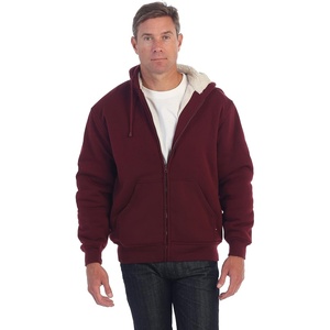 image:imageGioberti Mens Soft Heavyweight Sherpa Lined Fleece Hoodie JacketMaroon