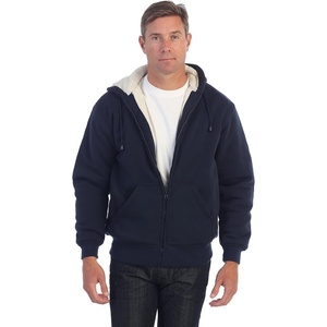 image:imageGioberti Mens Soft Heavyweight Sherpa Lined Fleece Hoodie JacketNavy