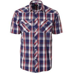 image:imageGioberti Mens Western Cowboy Short Sleeve Shirt with Snap Buttons1092w Navyred