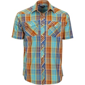 image:imageGioberti Mens Western Cowboy Short Sleeve Shirt with Snap Buttons1100w Turquoisebrown