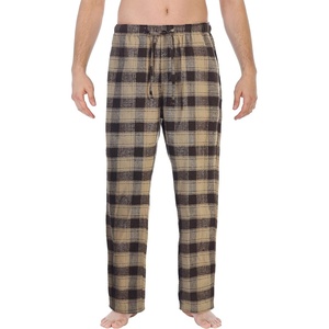 image:imageGioberti Mens Yarn Dye Brushed Flannel Pajama Pants Elastic Waist39  Khaki  Dark Brown