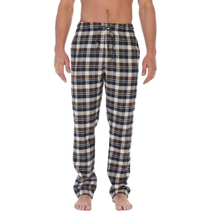 image:imageGioberti Mens Yarn Dye Brushed Flannel Pajama Pants Elastic Waist87  Navy  Brown  Ivory