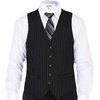 image:imageGioberti Mens 5 Button Formal Wool Blend Tweed Pin Stripe VestBlack