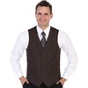image:imageGioberti Mens 5 Button Formal Wool Blend Tweed Pin Stripe VestBrown