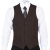 image:imageGioberti Mens 5 Button Formal Wool Blend Tweed Pin Stripe VestBrown