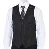 image:imageGioberti Mens 5 Button Formal Wool Blend Tweed Pin Stripe VestCharcoal
