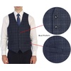 image:imageGioberti Mens 5 Button Slim Fit Formal Herringbone Tweed Suit Vest33  Navy Graph