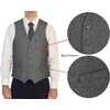 image:imageGioberti Mens 5 Button Slim Fit Formal Herringbone Tweed Suit Vest36  Gray Herringbone