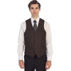 image:imageGioberti Mens 5 Button Slim Fit Formal Herringbone Tweed Suit Vest37  Umber Herringbone