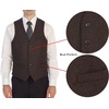image:imageGioberti Mens 5 Button Slim Fit Formal Herringbone Tweed Suit Vest37  Umber Herringbone