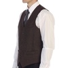 image:imageGioberti Mens 5 Button Slim Fit Formal Herringbone Tweed Suit Vest37  Umber Herringbone