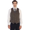 image:imageGioberti Mens 5 Button Slim Fit Formal Herringbone Tweed Suit Vest40  Brown Checked