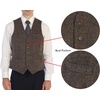 image:imageGioberti Mens 5 Button Slim Fit Formal Herringbone Tweed Suit Vest40  Brown Checked