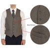 image:imageGioberti Mens 5 Button Slim Fit Formal Herringbone Tweed Suit Vest41  Brown Donegal