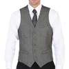 image:imageGioberti Mens 5 Button Slim Fit Formal Herringbone Tweed Suit Vest45  Donegal Gray