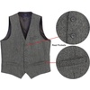 image:imageGioberti Mens 5 Button Slim Fit Formal Herringbone Tweed Suit Vest45  Donegal Gray