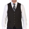 image:imageGioberti Mens 5 Button Slim Fit Formal Herringbone Tweed Suit Vest53  Donegal Dark Brown
