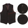 image:imageGioberti Mens 5 Button Slim Fit Formal Herringbone Tweed Suit Vest53  Donegal Dark Brown