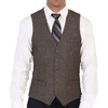 image:imageGioberti Mens 5 Button Slim Fit Formal Herringbone Tweed Suit Vest8  Light Brown Herringbone