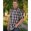 image:imageGioberti Mens Casual Plaid Button Down Short Sleeve Shirt1048  Blue  Striped Band