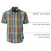 image:imageGioberti Mens Casual Plaid Button Down Short Sleeve Shirt1100  Turquoise  Teal  Brown