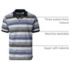 image:imageGioberti Mens Club Stripe Polo Shirt  Short Sleeve Regular Fit Yarn DyeBlue  Style 943