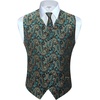 image:imageGioberti Mens Formal 4pc Paisley Vest Necktie Bowtie and Pocket SquareGreen  Gold