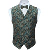 image:imageGioberti Mens Formal 4pc Paisley Vest Necktie Bowtie and Pocket SquareGreen  Gold