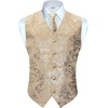 image:imageGioberti Mens Formal 4pc Paisley Vest Necktie Bowtie and Pocket SquareMetallic Beige Gold