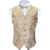 image:imageGioberti Mens Formal 4pc Paisley Vest Necktie Bowtie and Pocket SquareMetallic Beige Gold