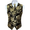 image:imageGioberti Mens Formal 4pc Paisley Vest Necktie Bowtie and Pocket SquareMetallic Black  Gold