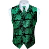 image:imageGioberti Mens Formal 4pc Paisley Vest Necktie Bowtie and Pocket SquareMetallic Black  Green
