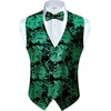 image:imageGioberti Mens Formal 4pc Paisley Vest Necktie Bowtie and Pocket SquareMetallic Black  Green