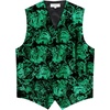 image:imageGioberti Mens Formal 4pc Paisley Vest Necktie Bowtie and Pocket SquareMetallic Black  Green