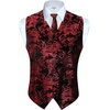 image:imageGioberti Mens Formal 4pc Paisley Vest Necktie Bowtie and Pocket SquareMetallic Black  Red