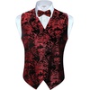 image:imageGioberti Mens Formal 4pc Paisley Vest Necktie Bowtie and Pocket SquareMetallic Black  Red