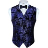 image:imageGioberti Mens Formal 4pc Paisley Vest Necktie Bowtie and Pocket SquareMetallic Black  Royal