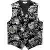 image:imageGioberti Mens Formal 4pc Paisley Vest Necktie Bowtie and Pocket SquareMetallic Black  Silver