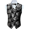 image:imageGioberti Mens Formal 4pc Paisley Vest Necktie Bowtie and Pocket SquareMetallic Black  Silver
