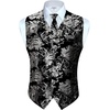 image:imageGioberti Mens Formal 4pc Paisley Vest Necktie Bowtie and Pocket SquareMetallic Black  Silver