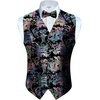 image:imageGioberti Mens Formal 4pc Paisley Vest Necktie Bowtie and Pocket SquareMetallic Black Light