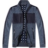 image:imageGioberti Mens Full Zip Cardigan Patch Design Sweater with Flannel LiningMelange Blue