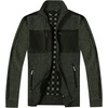 image:imageGioberti Mens Full Zip Cardigan Patch Design Sweater with Flannel LiningMelange Olive
