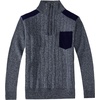 image:imageGioberti Mens Half Zip Pullover Knitted Regular Fit Sweater with Soft Brushed Flannel LiningMelange Blue