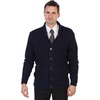 image:imageGioberti Mens Heavy Weight Shawl Collar Knitted Regular Fit CardiganNavy  With Faux Suede Elbow Patch