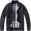 image:imageGioberti Mens Knitted Chenille Cardigan Sweater with Flannel LiningCharcoal