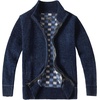 image:imageGioberti Mens Knitted Chenille Cardigan Sweater with Flannel LiningNavy